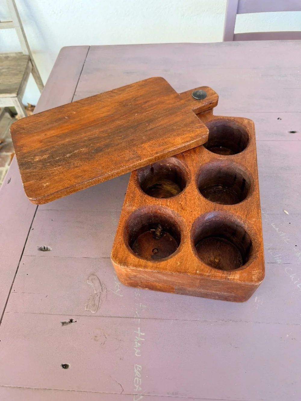 Williams Sonoma Rustic Heavy Wood Spice Box With Lid/Cutting Board